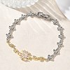 Brass Micro Pave Cubic Zirconia Link Chain Bracelets for Women BJEW-C156-04A-01GP-2