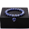 Natural Blue Spot Jasper Beaded Stretch Bracelets PW-WG34938-08-1