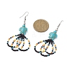 Flower Glass Seed Beaded Dangle Earrings for Women EJEW-MZ00203-01-3