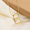 Brass Pave Shell Rectangle Saint Benedict Medal Pendants Necklaces for Women NJEW-Z053-01G-01-2