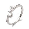 Rack Plating Brass Cubic Zirconia Arabic Letters Adjustable Rings for Women RJEW-S407-10P-07-1