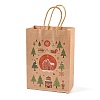 Christmas Theme Printed Kraft Paper Bags with Handles ABAG-M008-08H-1