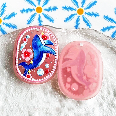 Oval Acrylic Pendants PW-WG10773-06-1