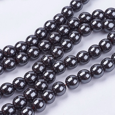 Non-magnetic Synthetic Hematite Bead Strands X-G-R193-19-8mm-1