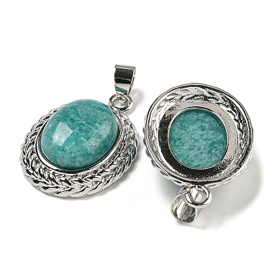 Natural Amazonite Oval Pendants G-B079-02P-04-1