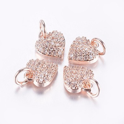 Long-Lasting Plated Brass Micro Pave Cubic Zirconia Charms ZIRC-F069-41RG-1