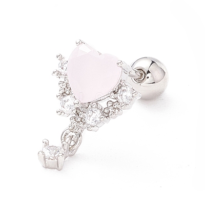 Heart Cat Eye Stud Earrings for Women LS-EJEW-A065-07P-1