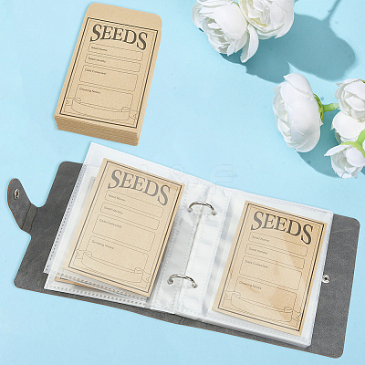 PU Leather Cover Loose Leaf Binder Photo Albums with Self-Adhesive Kraft Paper Seed Saving Envelopes AJEW-CY0001-84-1