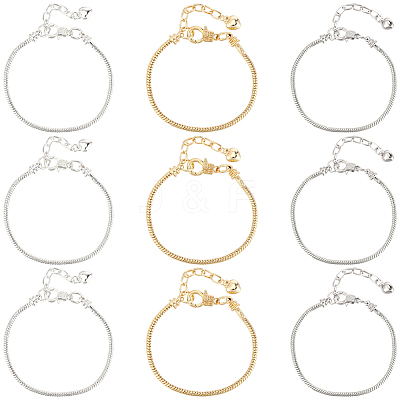 24Pcs 3 Colors Brass European Style Bracelet Making MAK-PA0001-01-1