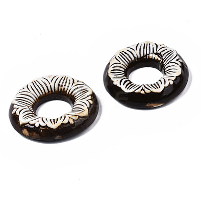Vintage Floral Donut Porcelain Big Pendants PORC-T006-28-1