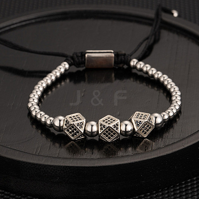 304 Stainless Steel Braided Beads Bracelets WG0F93D-33-1