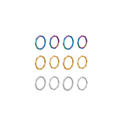 12Pcs 6 Style 304 Stainless Steel Bamboo Sticker Finger Ring for Women RJEW-DC0001-14-1