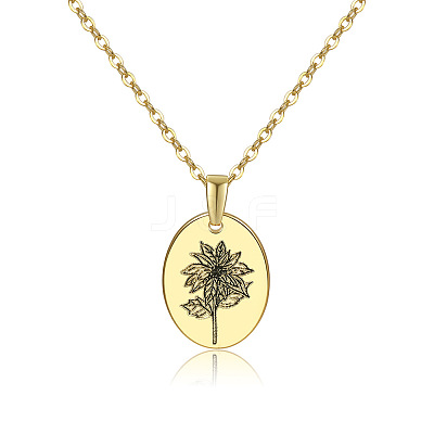 Brass Birth Month Flower Pendant Necklace HUDU-PW0001-034L-1-1