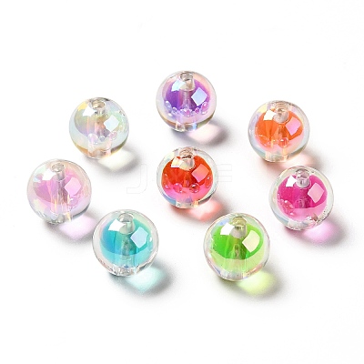 Two Tone UV Plating Rainbow Iridescent Acrylic Beads TACR-D010-03A-1