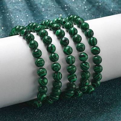 Synthetic Malachite(Dyed) Bead Stretch Bracelets BJEW-K212-B-031-1