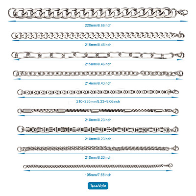 Unisex 304 Stainless Steel Chain Bracelets BJEW-TA0001-05P-1