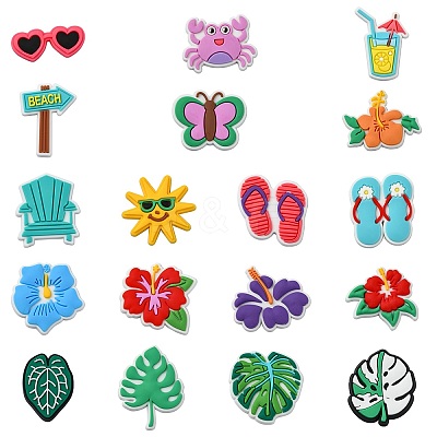 36Pcs 18 Styles Beach Theme PVC Cabochons FIND-CJ0011-23-1