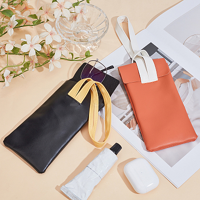 2Pcs 2 Colors PVC Imitation Leather Eyeglass Cases ABAG-CN0001-65-1