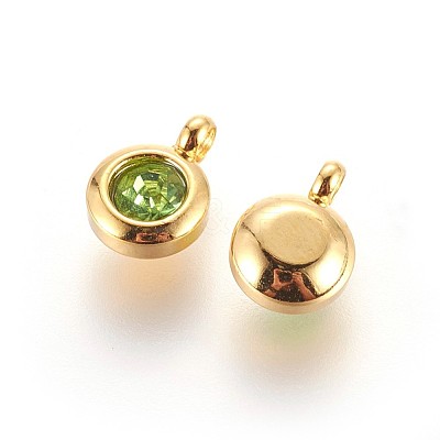 304 Stainless Steel Rhinestone Charms STAS-P237-10G-M-1
