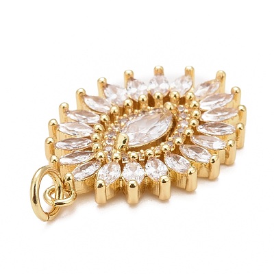 Rack Plating Brass Clear Cubic Zirconia Pendants KK-M229-34G-1