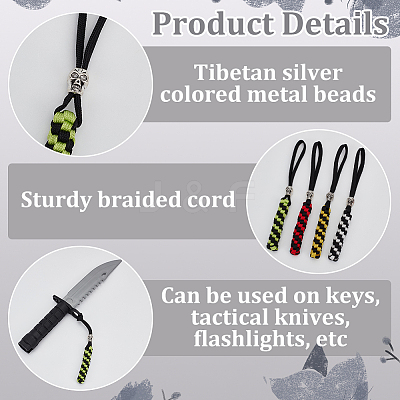 4Pcs 4 Colors Polypropylene Outdoor EDC Braid Pendant for Parachute Cord FIND-FG0003-70-1