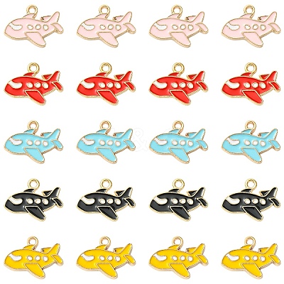 25Pcs 5 Colors Alloy Enamel Pendants ENAM-YW0006-78-1