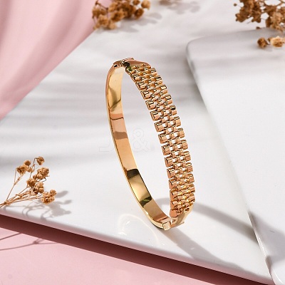 Ion Plating(IP) 304 Stainless Steel Hinged Bangles for Women STAS-Z114-08G-1