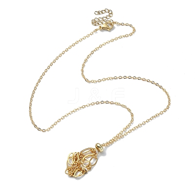 Natural Mixed Gemstone Round Pendant Necklaces NJEW-JN04565-1