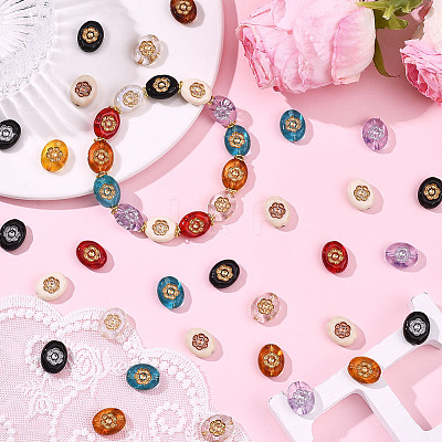 200Pcs 10 Colors Opaque & Transparent Acrylic Metal Enlaced Beads OACR-SC0002-69-1