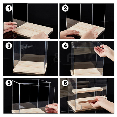 3-Tier Rectangle Clear Acrylic Minifigures Display Boxes ODIS-WH0017-104B-1