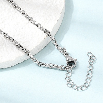 3MM 304 Stainless Steel Twisted Oval Link Chain Necklaces for Man and Women SA-CBAB767-18A-P-1