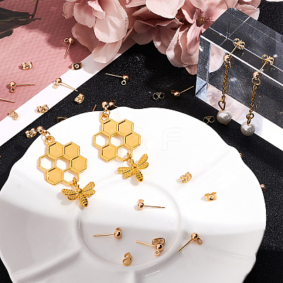 50Pcs Brass Stud Earring Findings KK-CN0001-44-1