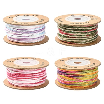 4 Rolls 4 Colors Segment Dyed Macrame Cotton Cord OCOR-YW0001-27A-1