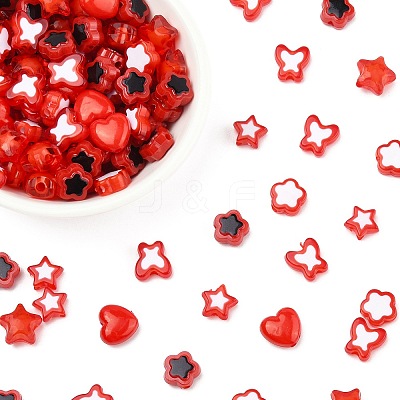 200Pcs 6 Styles Transparent & Opaque Acrylic Beads TACR-FS0001-54F-1