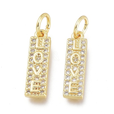 Brass Micro Pave Clear Cubic Zirconia Charms X-ZIRC-L076-052G-1