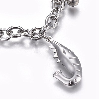 Tarnish Resistant 304 Stainless Steel Charm Bracelets BJEW-L637-20-P-1