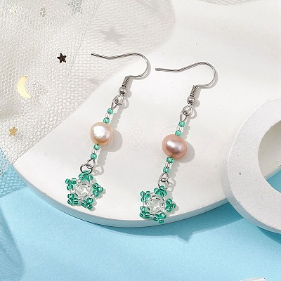 Natural Pearl Dangle Earrings EJEW-MZ00120-05-1