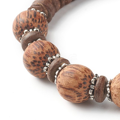 Natural Coconut Wood Beads Stretch Bracelets BJEW-JB06643-1