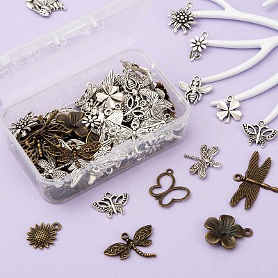 96Pcs 24 Style Tibetan Style Alloy Pendants TIBE-LS0001-03-1