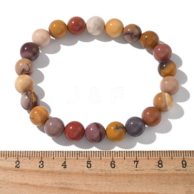 Natural Mookaite Beaded Stretch Bracelets X-BJEW-Q692-52-8mm-1