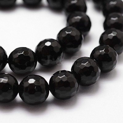 Natural Dyed & Heated Black Onyx Beads Strands G-D840-22-10mm-1