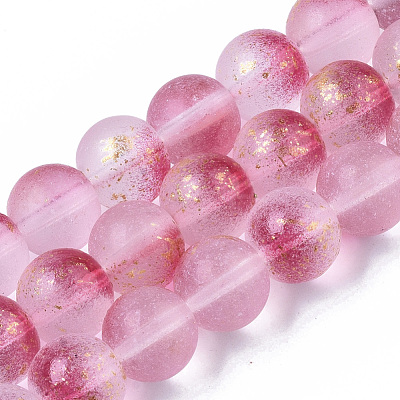 Frosted Spray Painted Glass Beads Strands X-GLAA-N035-03D-C04-1