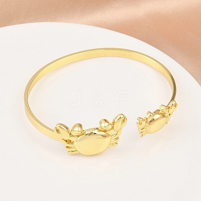 Marine Organism Brass Cuff Bangles for Women BJEW-D368-03C-G-1
