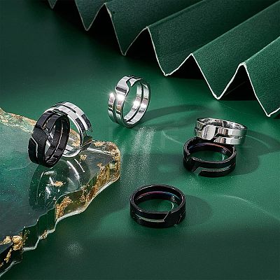 12Pcs 2 Colors 304 Stainless Steel Finger Ring RJEW-UN0001-18-1
