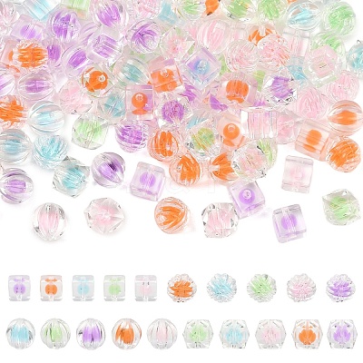 120Pcs 4 Styles Transparent Acrylic Beads OACR-YW0004-31-1