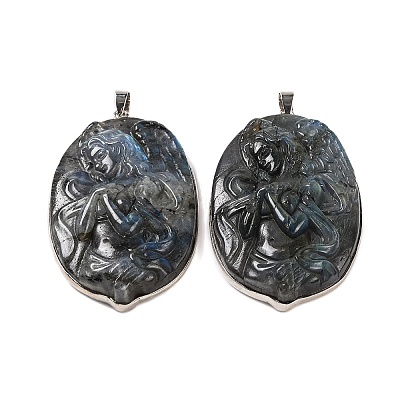 Natural Labradorite Carved Goddess Big Pendants G-B085-09P-1
