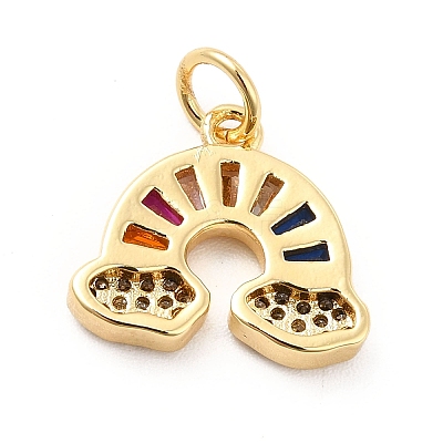Rack Plating Brass Cubic Zirconia Charm KK-K270-01G-1