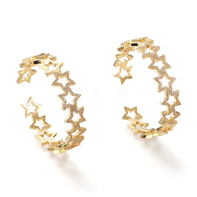 Brass Micro Pave Clear Cubic Zirconia Cuff Bangles BJEW-F411-04G-1