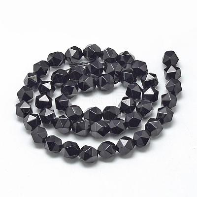 Natural Dyed & Heated Black Onyx Beads Strands G-R448-6mm-10-1