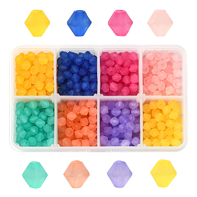 800Pcs 8 Colors Frosted Acrylic Beads MACR-CJ0001-27-1